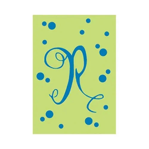 R Polka Dot Monogram Letter "R" Green Applique Flag - 29" x 43" | ON SALE !! - Wind Sensations