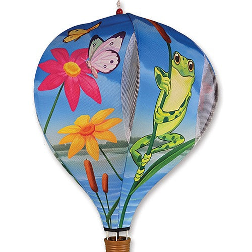 Frogs pop-up hot air balloon wind spinner, 19 inch, for garden and patio
