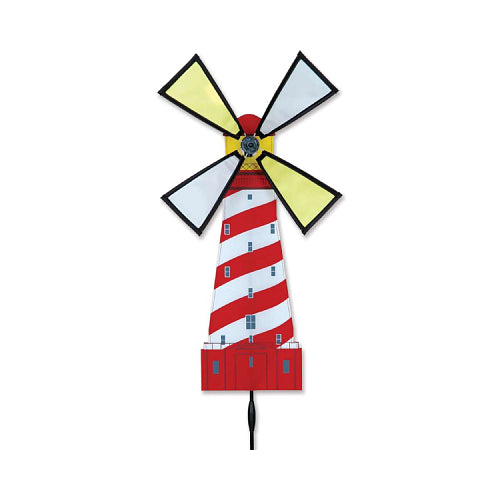 Decorative windmill with red and white striped design