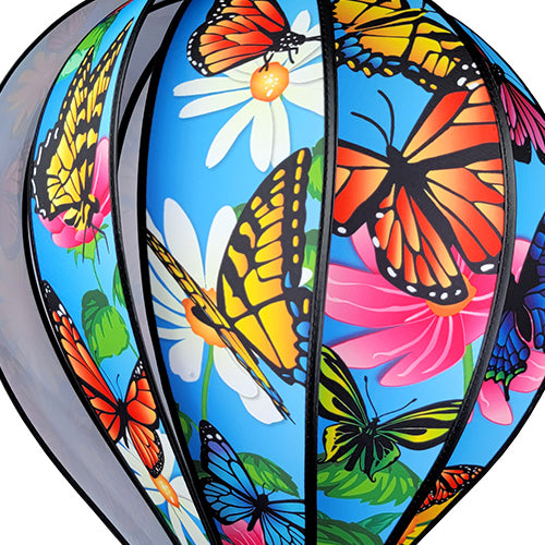 Colorful butterfly and flower design on a hot air balloon spinner