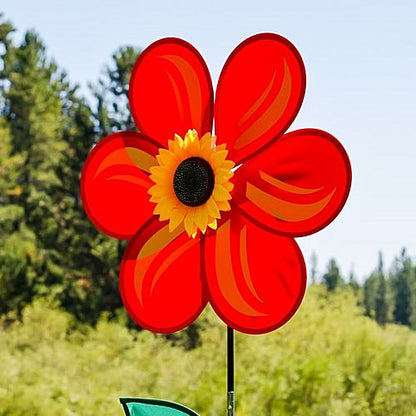 2742_Red-Sunflower-Spinner-with-leaves-19inch-detail