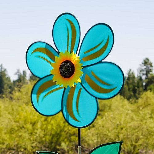 2743_Teal-Sunflower-spinner-with-leaves-19inch-detail