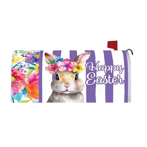 FLORAL BUNNY Large, Magnetic Happy Easter Mailbox Cover
