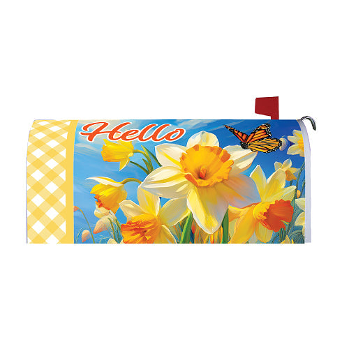 DAFFODILS AND BUTTERFLY Oversized, Hello Mailbox Cover Custom Decor