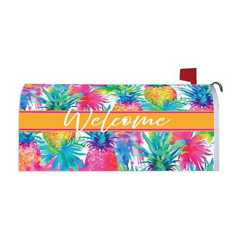 WATERCOLOR PINEAPPLES Oversized, Welcome Mailbox Cover Custom Decor