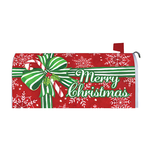 Pretty Present oversized magnetic Christmas mailbox cover with red gift-wrap design