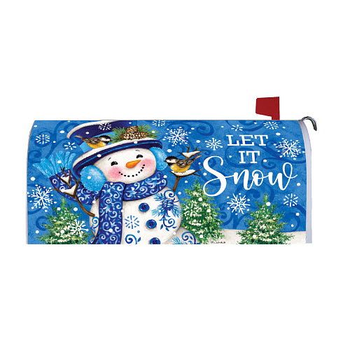 Chinoiserie Snowman Let It Snow oversized winter mailbox cover