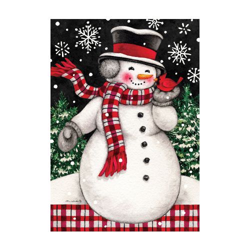 5254FM_Snowman-and-Cardinal-winter-decorative-garden-size-flag-12-x-18