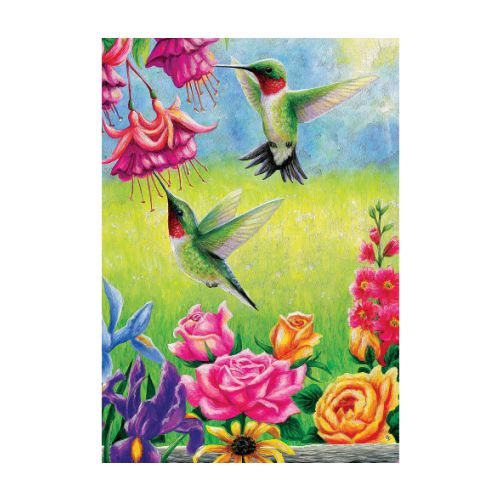 5359FM_Hummingbirds-Flutter-garden-size-spring-flag-12-x-18