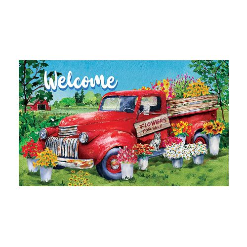 5374M_Flower-Truck-welcome-doormat-30-x-18-pick-up-truck