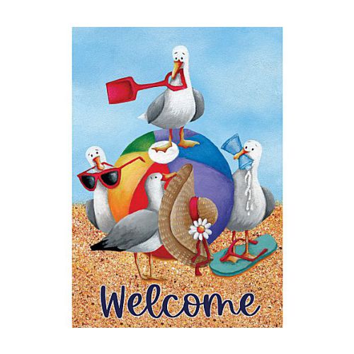 SILLY SEA GULLS Garden Size, Seashore Flag - 12" x 18" - Wind Sensations