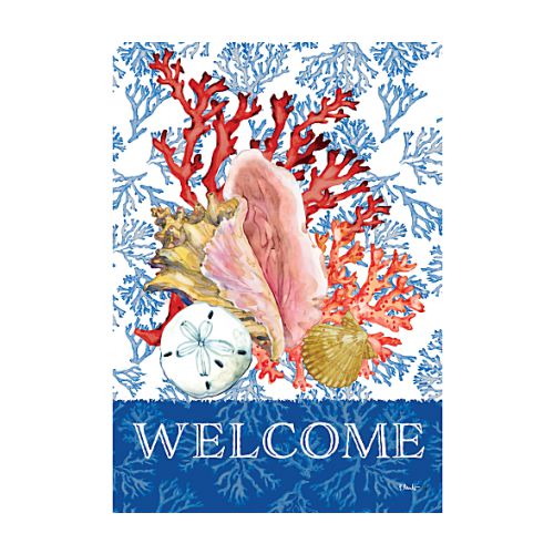 5393FM_Conch-and-Coral-garden-size-sea-welcome-flag-12-x-18