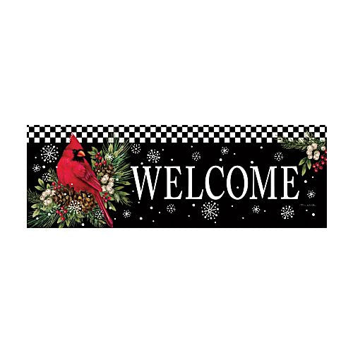 CARDINAL PINE CONES Signature Sign™, Winter Welcome Yard Sign Custom Decor