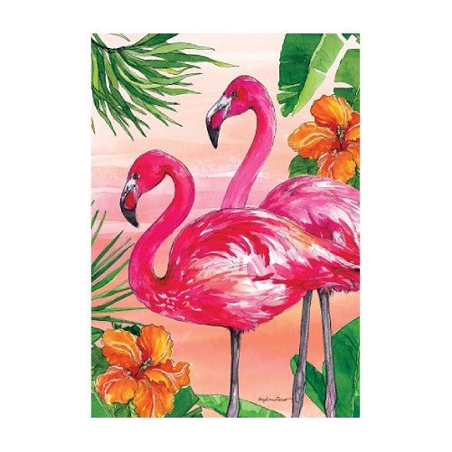 FLAMINGO SUNSET Garden Size, Tropical Flag
