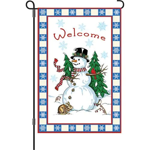 WELCOME SNOWMAN Garden Size PremierSoft Winter Flag - 12" x 18" - Wind Sensations