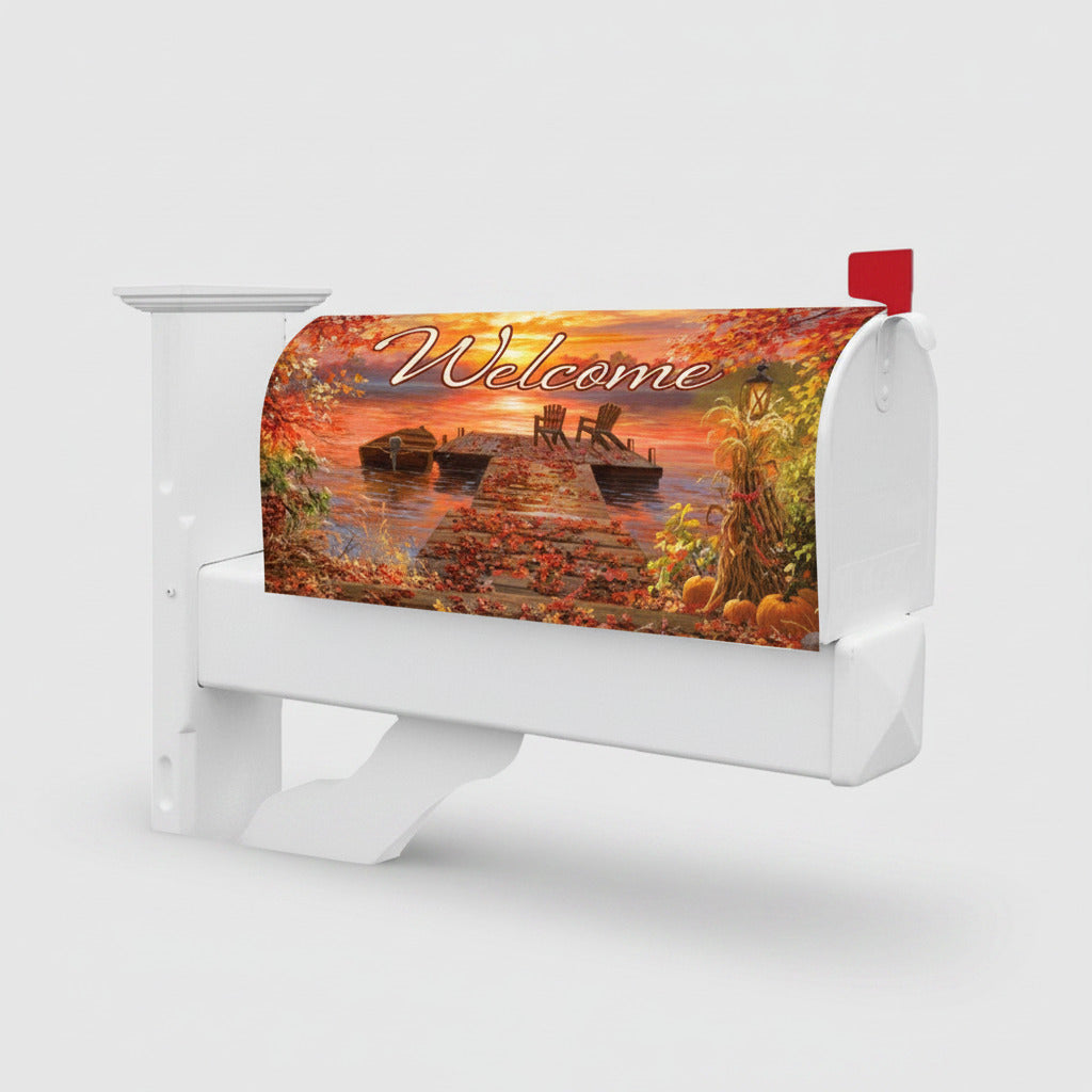 Mailbo cover with a colorful autumn-themed cover featuring a dock and 'Welcome' text.