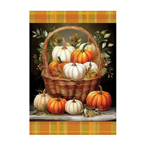 PUMPKIN BASKET Garden Size, Fall Flag - 12" x 18" - Wind Sensations