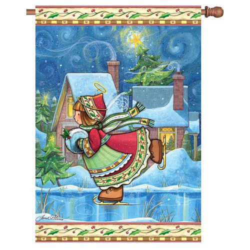 WINTER WONDERS ANGEL Standard Size Winter Flag - 28" x 40" - Wind Sensations