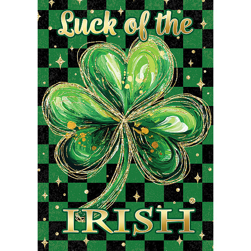 CHECKERED SHAMROCK Standard Size, St. Patrick's Day Flag - 28" x 40"