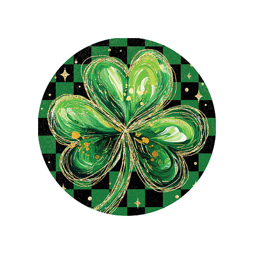 Checkered Shamrock Irish Suncatcher - 8 Inch