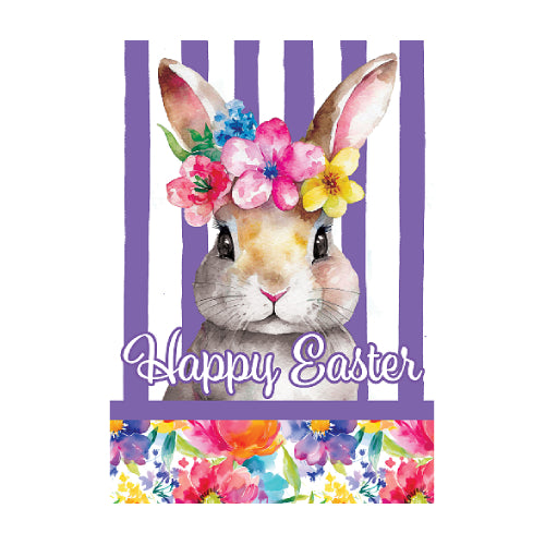 FLORAL BUNNY Garden Size, Happy Easter Flag - 12" x 18"