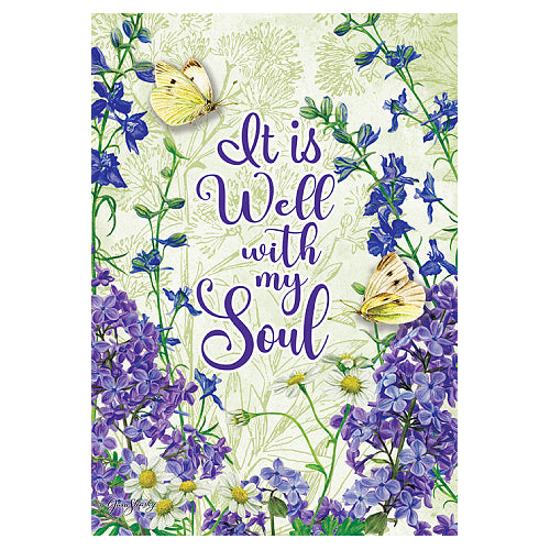 Floral design with butterflies and 'It is Well with my Soul'