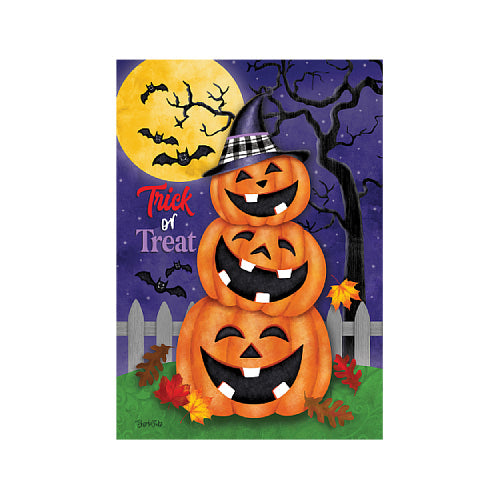 Halloween Stack garden-size Halloween flag with stacked jack-o'-lanterns design
