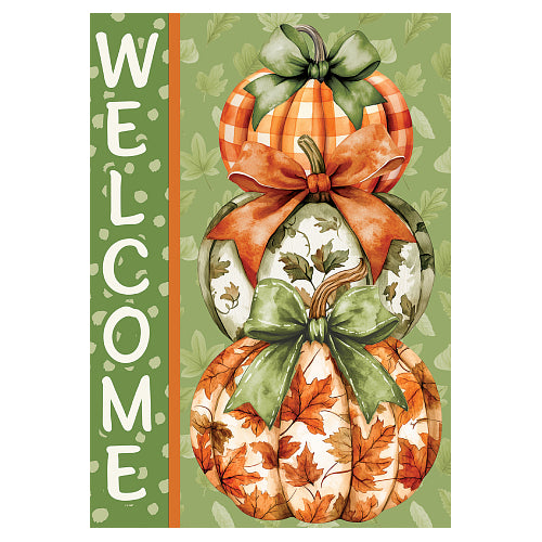 GREEN AND ORANGE STACK Standard Size Fall Flag Custom Decor