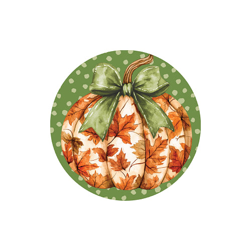 Orange and Green Stack pumpkin 8 inch translucent PVC window suncatcher