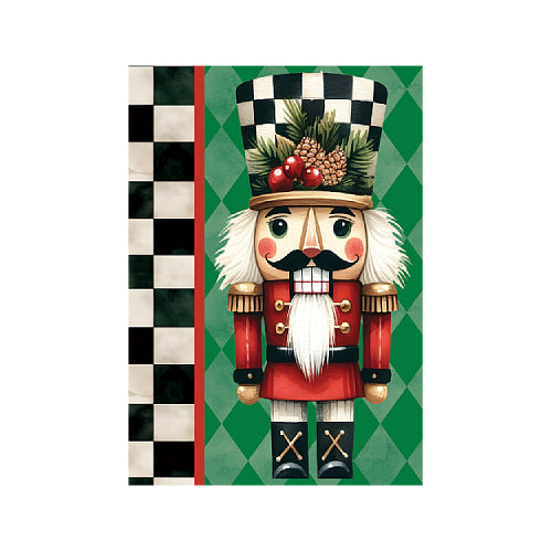 Checkered Nutcracker Christmas garden flag, 12x18