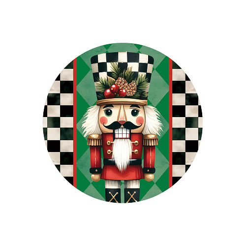 Checkered Nutcracker 8 inch translucent Christmas suncatcher