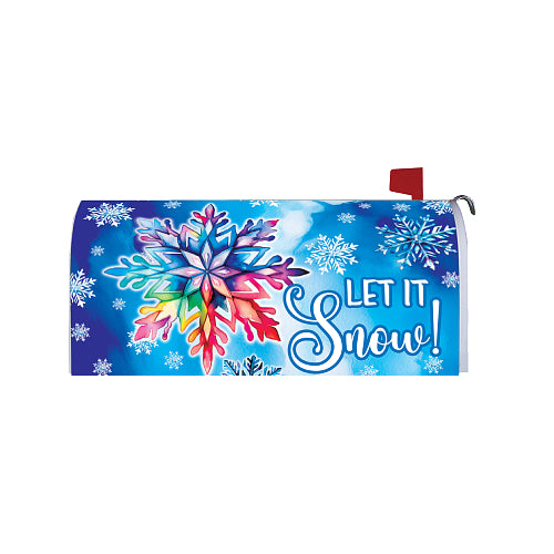 Let It Snow magnetic winter mailbox cover on a mailbox
