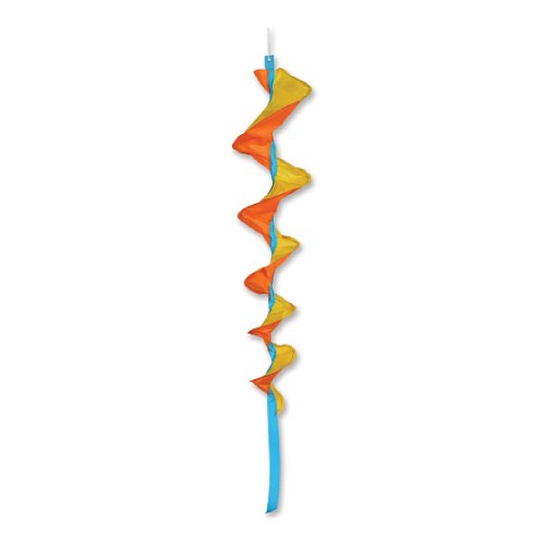 Yellow Fusilli 35 Inch Spinning Windsock spiral tail spinner hanging outdoors
