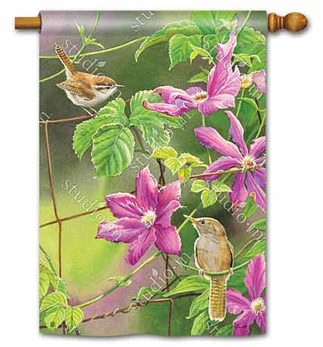 91635_Wren-With-Purple-Clematis-standard-flag-28-x-40