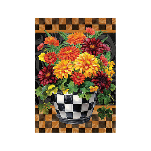 BRILLIANT MUMS Garden Size Fall Flag - 12x18 autumn mums garden flag by Custom Decor