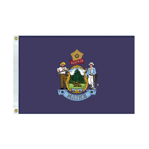 State flag of Maine with coat of arms on a blue background