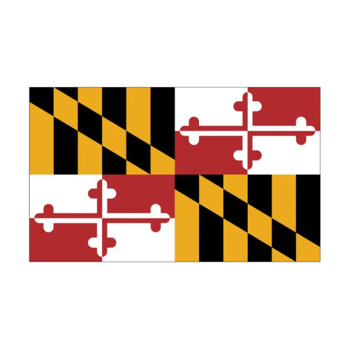 Maryland state flag with red, yellow, and black design on a white background