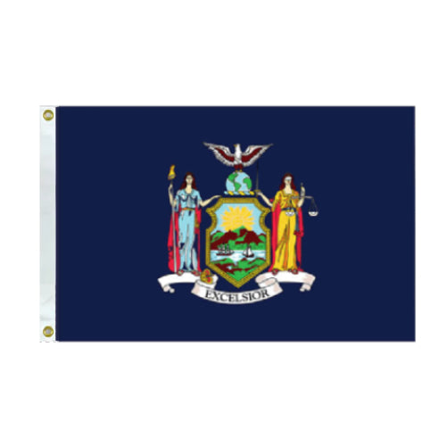State flag of New York with coat of arms on a blue background