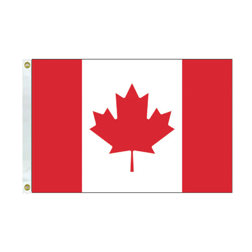 Canadian flag with a red maple leaf on a white background