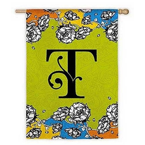 T Gablecrest Monogram Letter "T" Applique Standard Flag - 29" x 43" | ON SALE !! - Wind Sensations