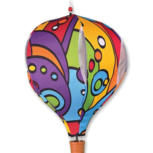 Rainbow Orbit pop-up hot air balloon wind spinner, 19 inch, for garden and patio