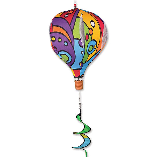 Rainbow Orbit pop-up hot air balloon wind spinner, 19 inch, for garden and patio