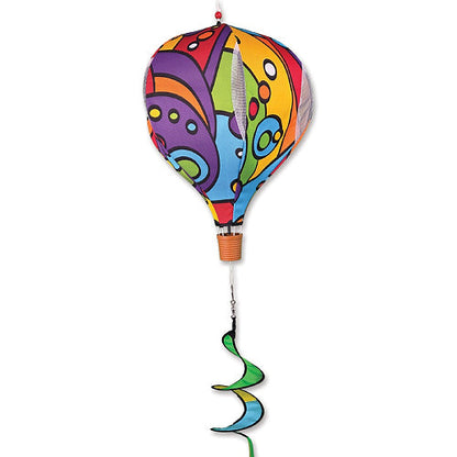 Rainbow Orbit pop-up hot air balloon wind spinner, 19 inch, for garden and patio