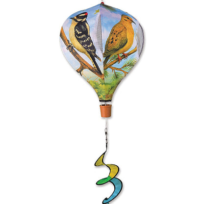 Hot air balloon-shaped wind spinner with bird design\