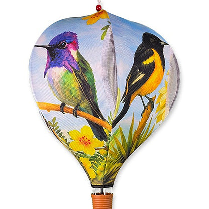 Detail of the decorative wind spinner with bird design featuring the birds of the south western United States