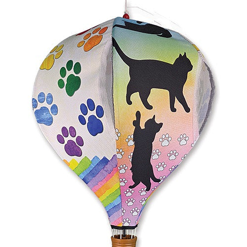 Cats pop-up hot air balloon wind spinner, 19 inch, for garden and patio