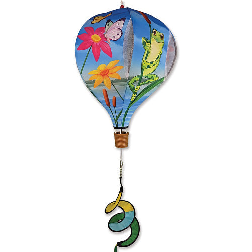 Frogs pop-up hot air balloon wind spinner, 19 inch, for garden and patio