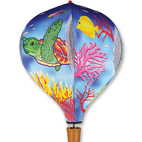 Sea Turtles pop-up hot air balloon wind spinner, 19 inch, for garden and patio