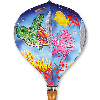 Sea Turtles pop-up hot air balloon wind spinner, 19 inch, for garden and patio