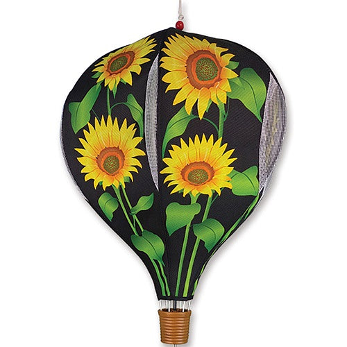 Sunflowers pop-up hot air balloon wind spinner, 19 inch, for garden and patio